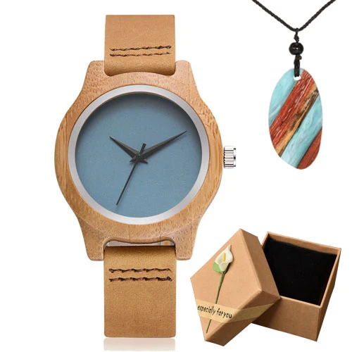 blue watch box gift Новое поступление браслет для женщин часы кожаный ремешок дизайнерские модные кварцевые женские часы Relogio Feminino Madera подарочная коробка - Цвет: blue watch box gift