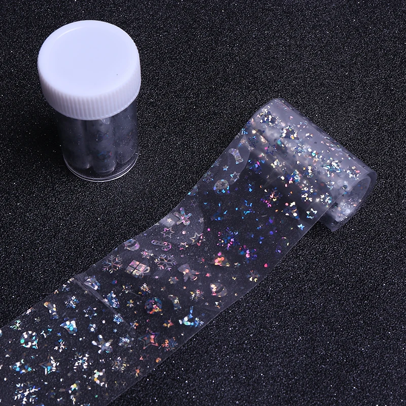 100*4cm Shiny Holographic Laser Christmas Snowflake DIY Nail Foil Art Transfer Sticker Decals Manicure Tools | Красота и здоровье
