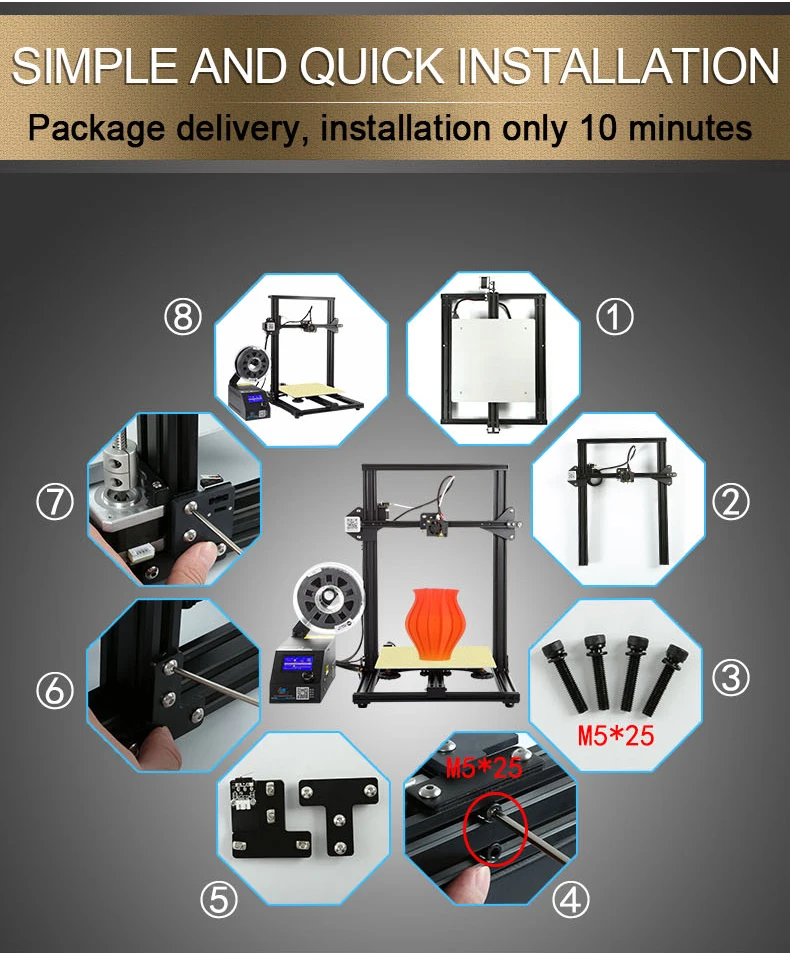 CREALITY 3D CR-10/CR-10S принтер большой размер печати 300*300*400 мм Полу DIY 3d принтер комплект алюминиевая кровать с подогревом нить