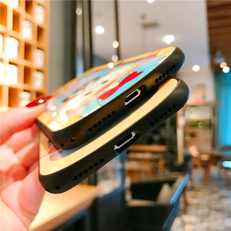 Мультфильм закаленное стекло чехол для iPhone X XR XS MAX 8 7 6s plus милый Dumbo Алиса