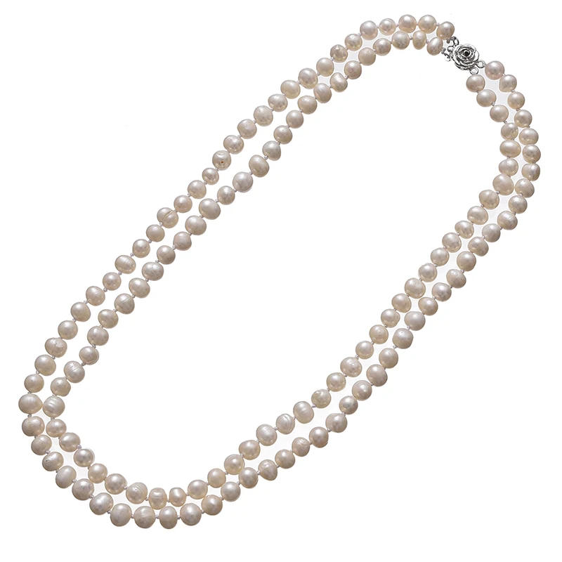 Оптовая продажа 2 ряда 6 7 мм оранжевые жемчужные бусы для благородного ожерелья