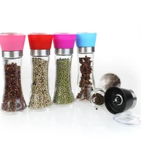 1 pcs manual black and white pepper coarse salt millet sesame ceramic core grinder glass seasoning bottle storage tank 20ml