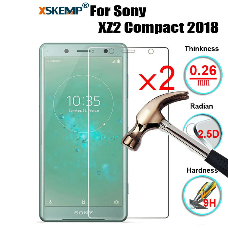 XSKEMP 2 шт./лот 9H Настоящее Закаленное стекло для Sony XZ2 Compact 2018 прозрачная защитная