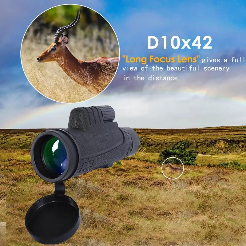 BAK4 Compact Monocular Telescope 10x42 Outdoor Mini Single-Tube Telescope Gifts