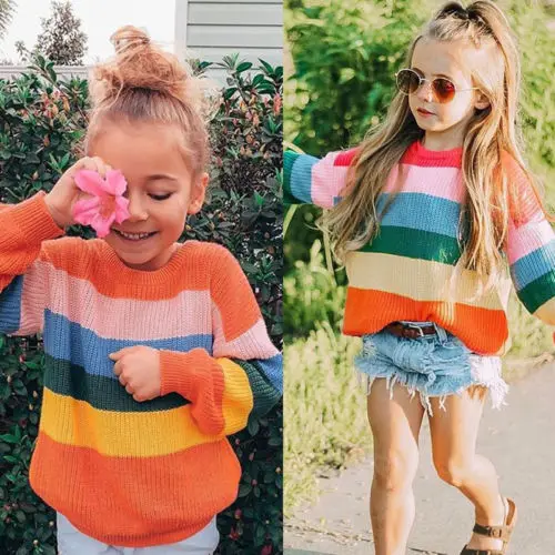 Toddler Kid Girls Sweaters Pullovers Warm Long Sleeve Sweater Knitted Autumn Cute Children Girl Clothing Tops Fashion | Детская одежда