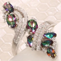 ful rainbow rhinestone rings for women romantic cz wedding jewelry cute knot ring anillos mujer l3h963