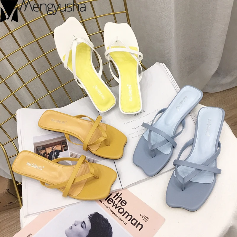 Женские шлепанцы на низком каблуке с узкими ремешками каждый день в европейском