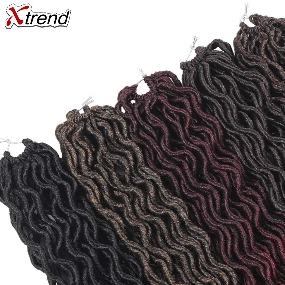 Xtrend, вязанные крючком волосы, синтетические косички, faux locs Curly Crotchet, волосы для наращивания, Meche DREAD, 18 дюймов, богиня, от 1 до 10 упаковок