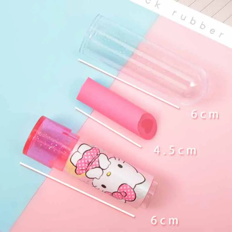 1 шт. hello kitty Cat губная помада ластик резиновый креативный милый студенческий детский сад ластик для детей кавайные канцелярские школьные принадлежности