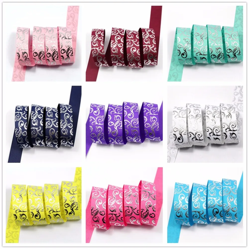 

Free delivery of the new Grosgrain ribbon 22mm grosgrain silver foil with bow accessories by hand material 10 yards H-00001