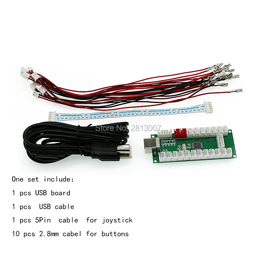 DIY Нулевая задержка Аркада USB кодер для ПК PS3 Raspberry Pi Android USB кабель кодер доска+ кнопки Провода Кабели - Цвет: set 4