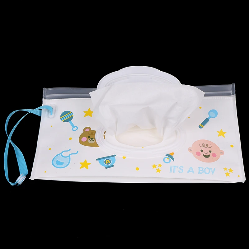 

For Baby Outdoor Carrying Bags For Stroller Car Baby Care Wet Paper Lid Bag Cartoon Travel Wipes Cover Reusable Tissue Organizer