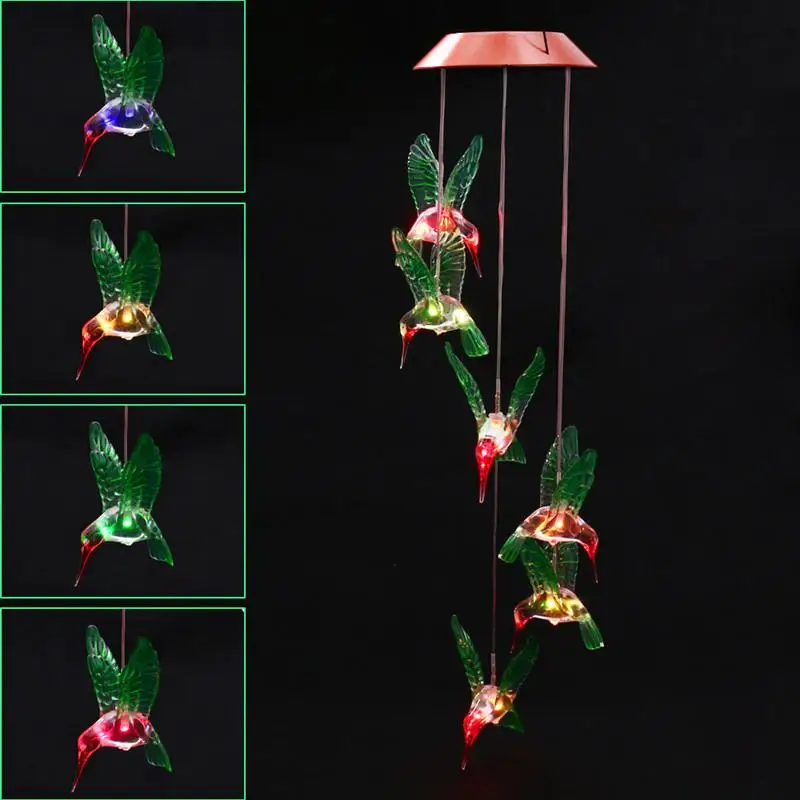 Цвет изменение Солнечный свет wind chime подвес LED Multi-Цвет ветер spinner ночник для сада
