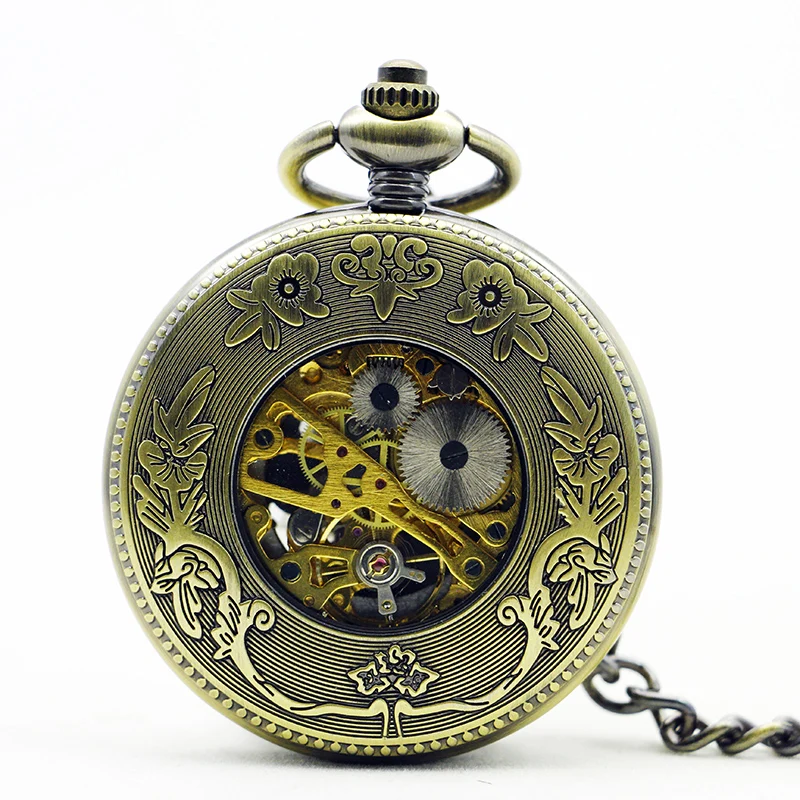 Antique Flying Bird Couple Hollow Relief Mechanical Pocket Watch Vintage Gentleman Style Accessories Pendant Necklace Clock