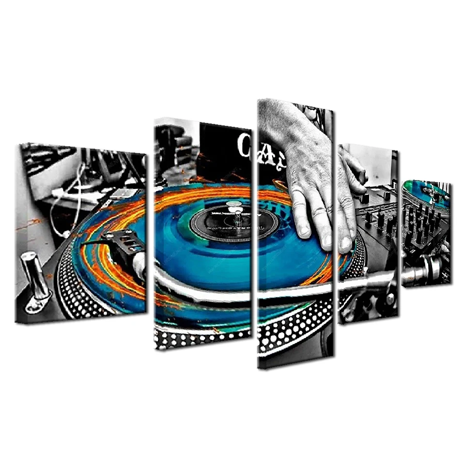 Холщовые настенные картины домашний декор рамка 5 шт. ручная пластина DJ