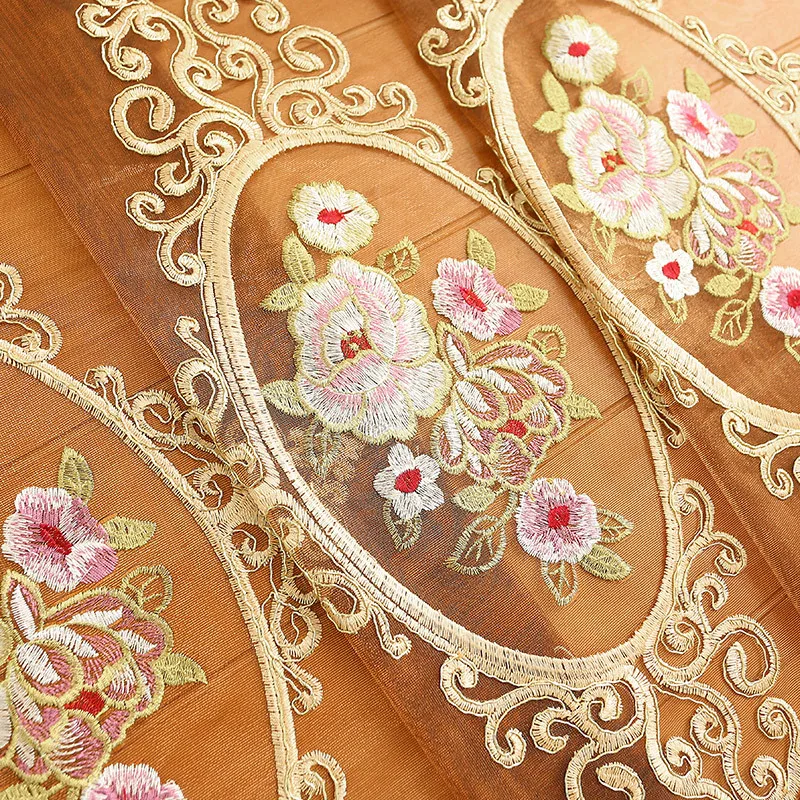

European Sheer Curtain Bedroom Hollow Embroidery Chenille Curtain For Living Room Window Treatment Blinds Cortinas X-ZH441#30