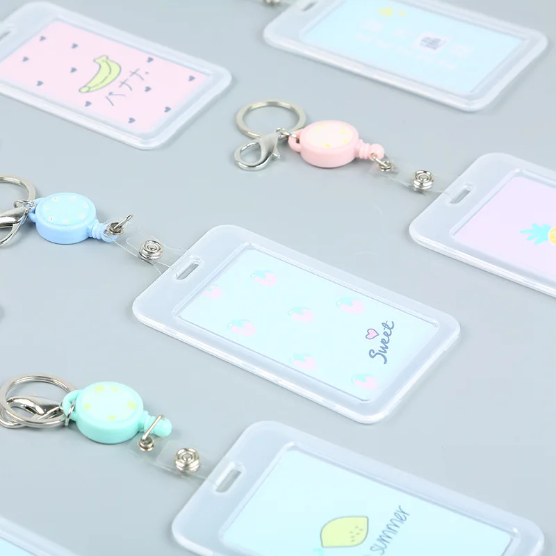 

eTya Fashion Cute Cartoon Women Credit Card Holder Bag Retractable Badge Reel Pull Key Card Holder Bag Buckle Name Bus Card Bags