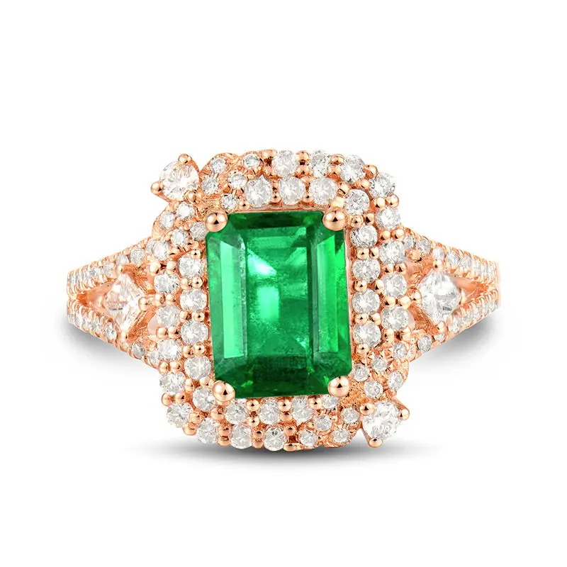 Обручальные кольца LANMI из розового золота 14 к с натуральным изумрудом|ring design|gold