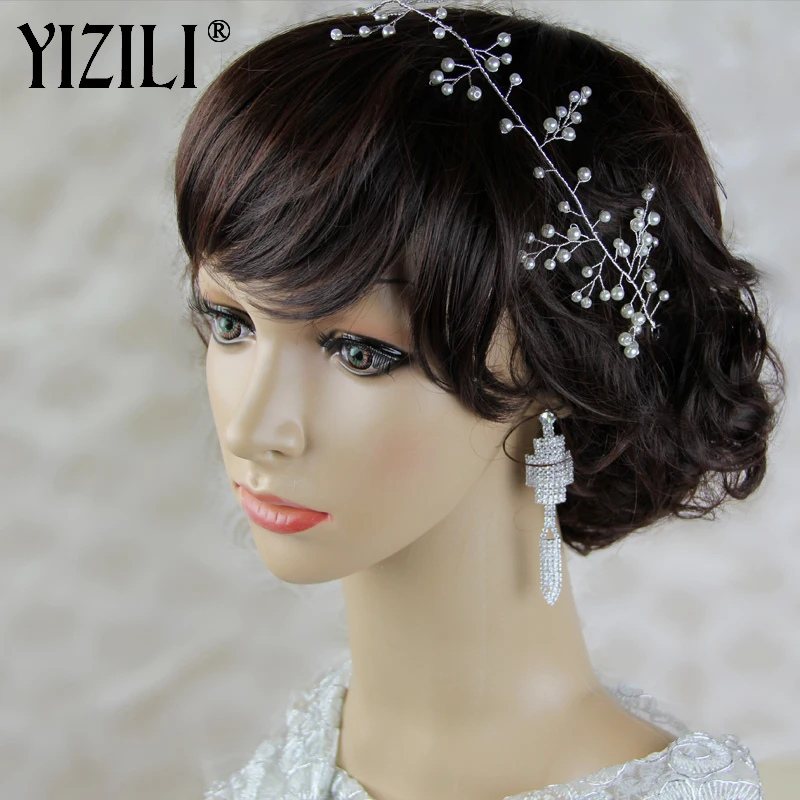 YIZILI новые свадебные ободки для Для женщин волос жемчужина лоза невесты украшения