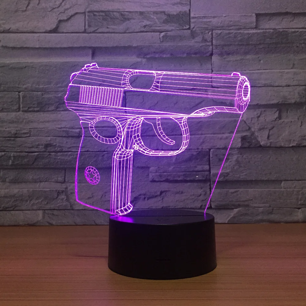 Пистолет 3d ночной светильник сенсорный гардероб прикроватный Usb настраиваемый