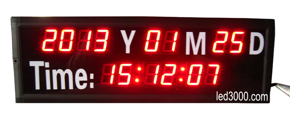 1 8 дюйма красный цвет год месяц дата и время светодиодные часы (HIT14-1.8R) | Дом сад