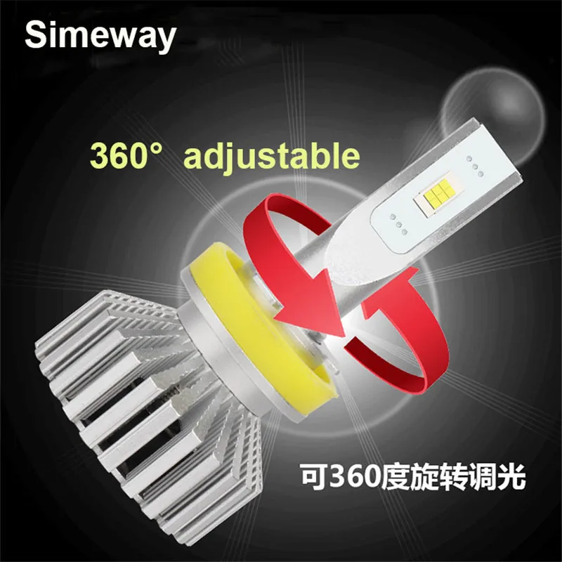 Simeway 2x автомобиля H7 55 Вт светодиодный фары лампочки комплект H1 H3 9005 9006 H4 H11 H8/9 9012