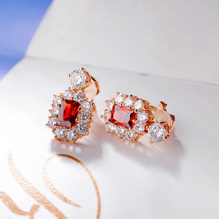 Женские серьги клипсы для пирсинга Ювелирное Украшение с квадратными вставками