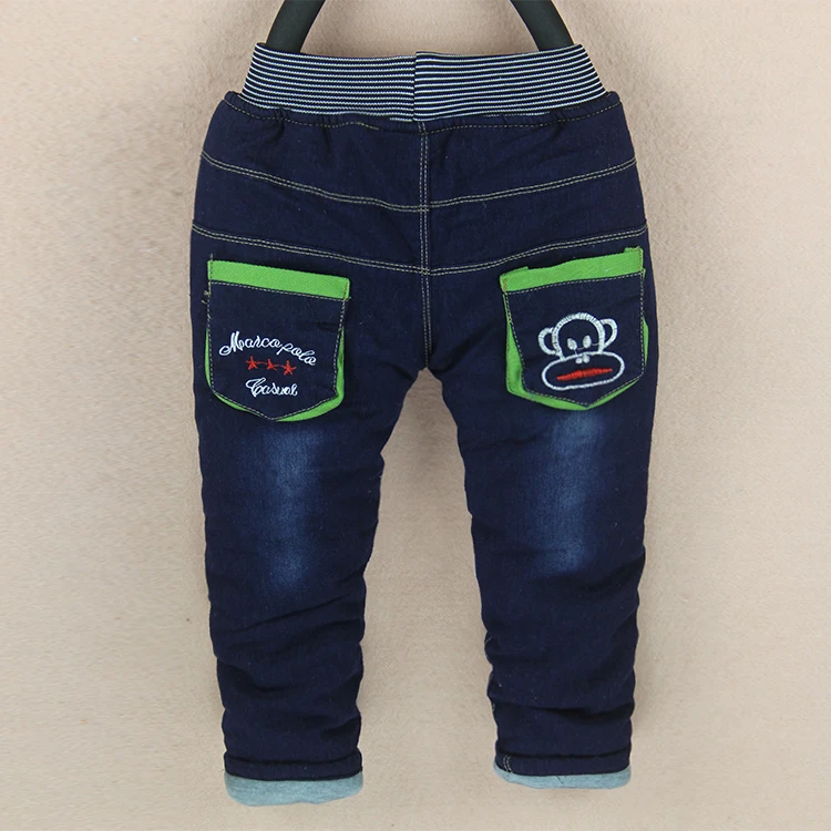Супер акции Новинка 2017 года зимние детские джинсы для мальчиков теплый модный