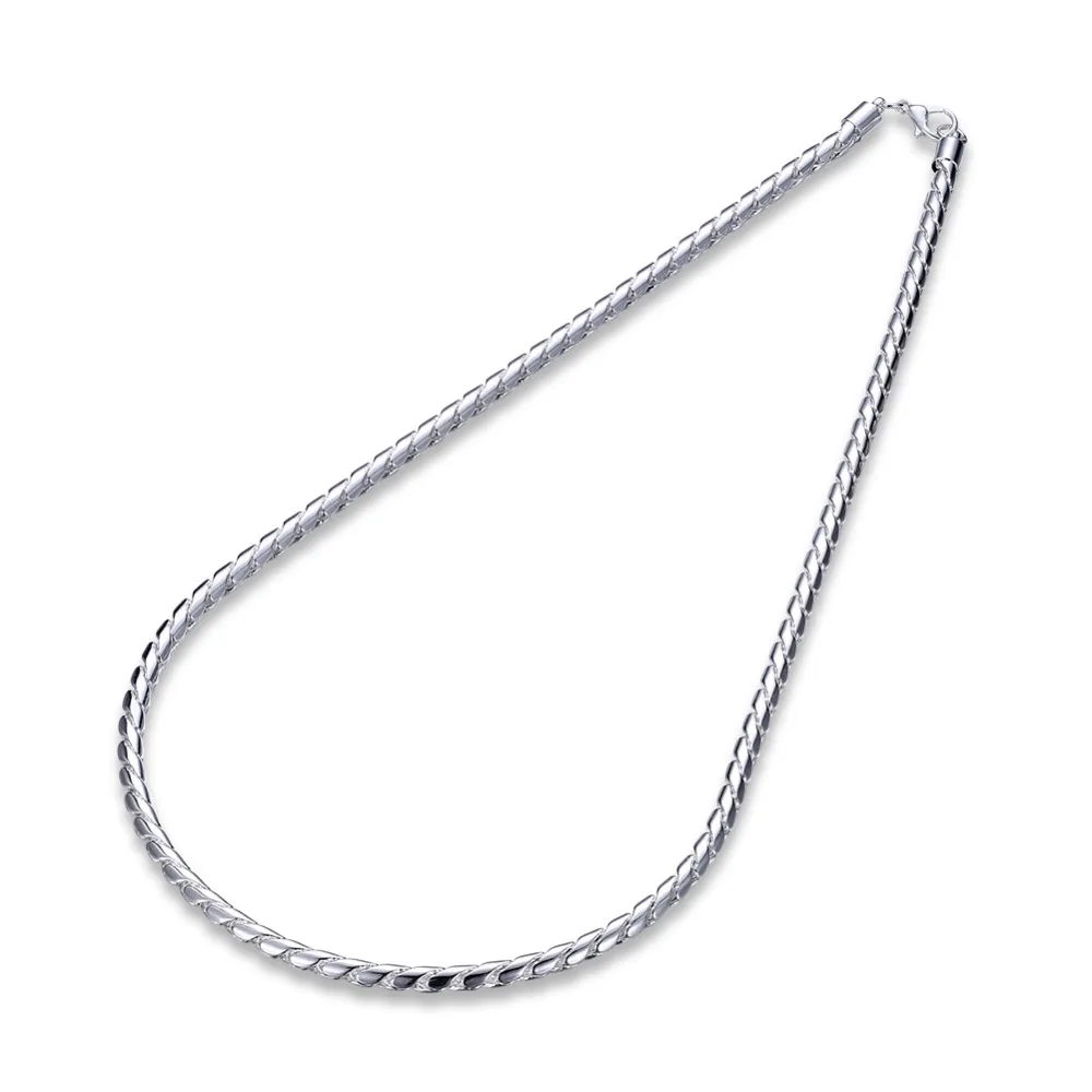 Hot sterling 925 silver jewelry necklaces choker 4mm twisted rope necklace for men women vitage pendant chain colliers | Украшения и
