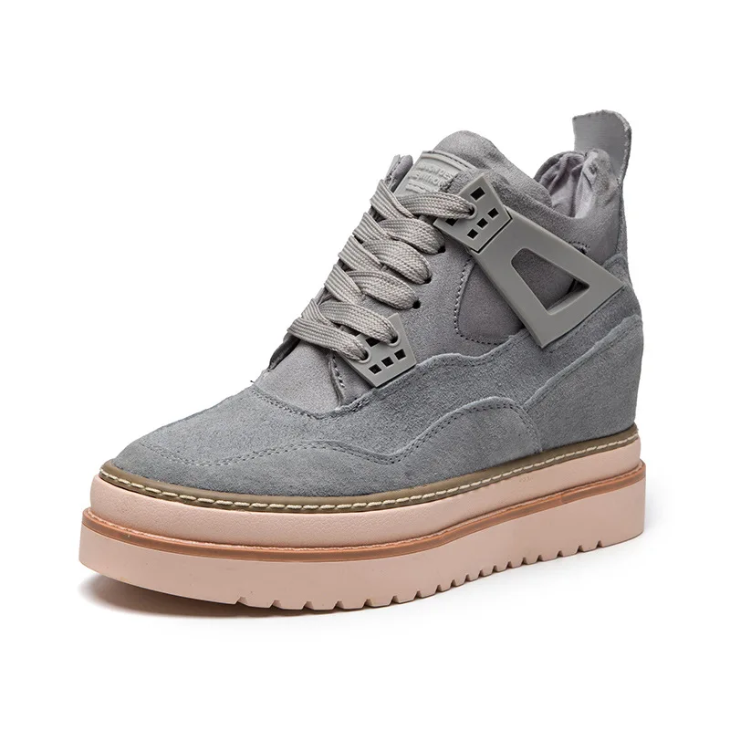 grey fur SWYIVY Chaussures Femme Platform Snow Boots Increased Wedge Women Winter Boots Fashion Winter Ankle Boots For Women Shoes - Цвет: grey fur