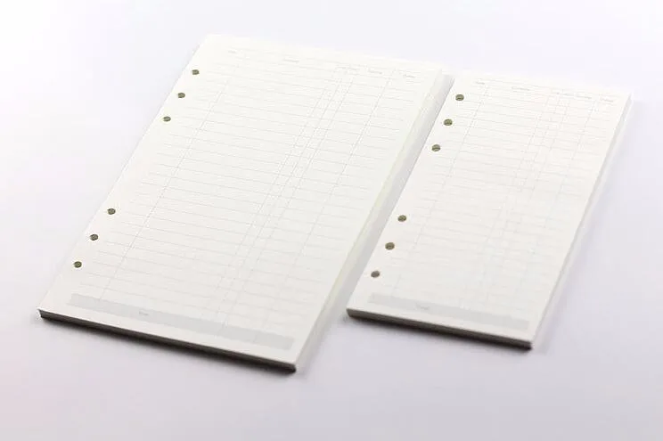 A5/A6 черная и Wahite спираль блокнот наполнитель бумага для Filofax Диарио планировщик внутренние страницы сменного переплета книжная бумага