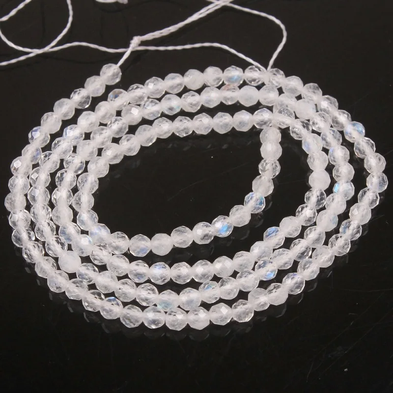 2mm 3mm Natural Blue Moonstone Gemstone Faceted Round Loose Beads DIY Accessories for Necklace Bracelet Earring Jewelry Making | Украшения