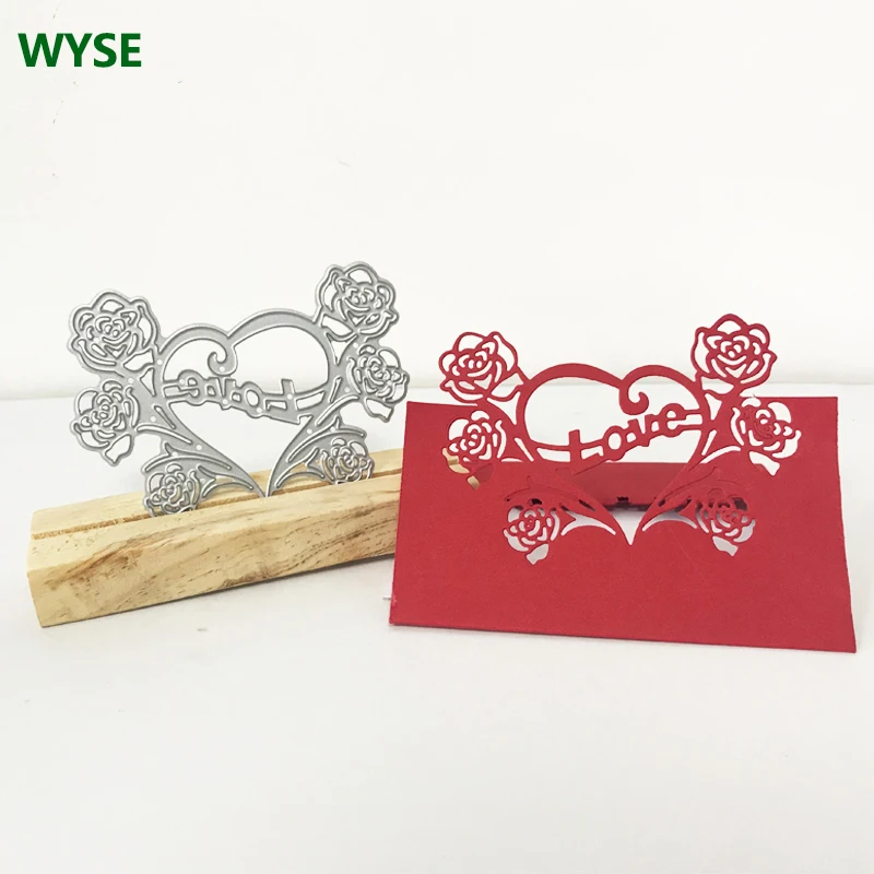 WYSE Love Heart металлические режущие штампы с розами для скрапбукинга