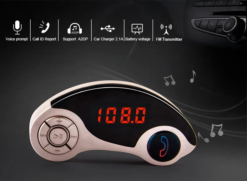 Siparnuo, портативный fm-передатчик, двойной USB, авто, Bluetooth, автомобильный комплект, беспроводная гарнитура, автомобильный комплект, MP3 плеер с автомобильным зарядным устройством GT86