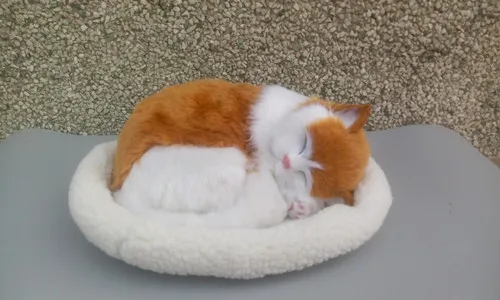Новинка имитация желтого и белого кота из полиэтилена меха модель спящего