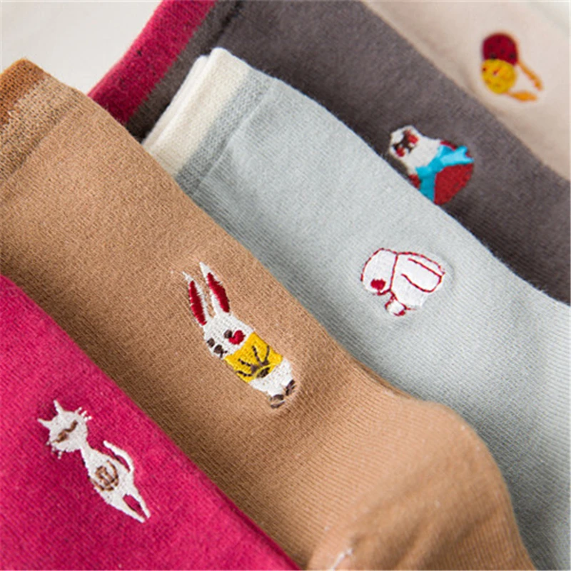 Милые хлопковые носки [EIOISAPRA] в стиле харадзюку женские однотонные с вышивкой