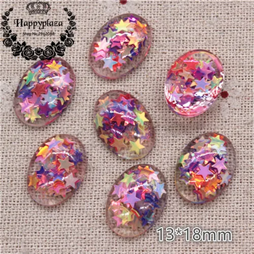 oval 20pcs 20 шт. милые блестящие звезды блестки заполнены смолы прозрачный Круглый/звезда/квадратный/Овальный/Сердце Flatback Кабошон DIY волос Лук Центр деко - Цвет: oval 20pcs