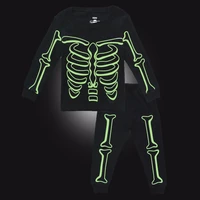 biniduckling toddler boy pajamas sets luminous skeleton printed cotton long sleeve sleepwear for kids children boy pyjamas