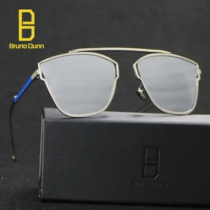 Солнцезащитные очки женские, с плоскими зеркальными линзами, в металлической оправе, 2018