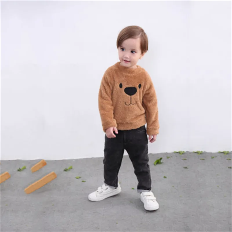 Флисовые толстовки с капюшоном и рисунком медведя для маленьких мальчиков