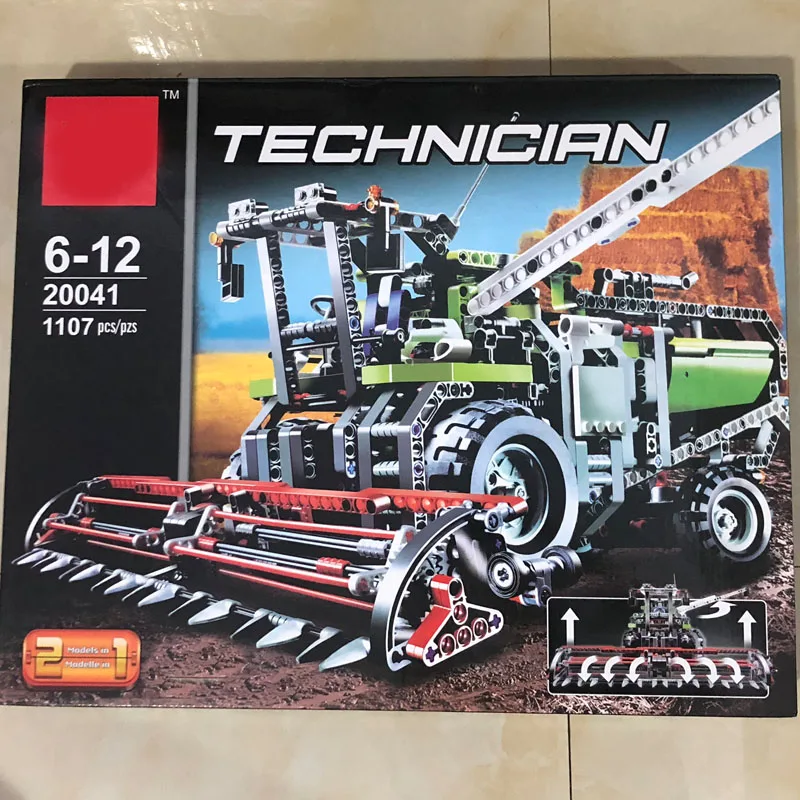 1107 шт. Technic серия комбинированный уборочный комбайн совместимый Legoing развивающие