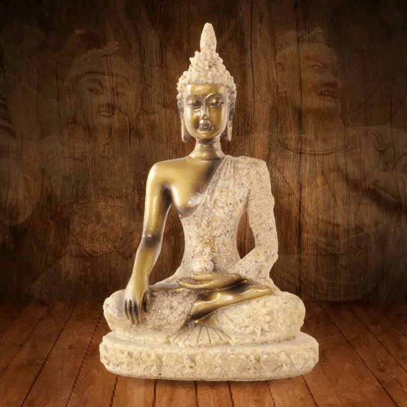 

MRZOOT China Indian Buddha Avatar Yoga Yoga Avalokitesvara Buddha Home Decoration Sandstone Creative Decoration Crafts