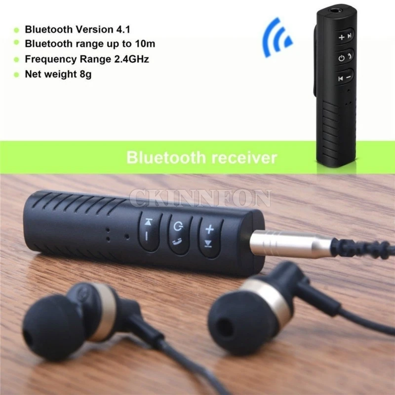 100 шт./лот автомобильный стереозвук Bluetooth адаптер приемник громкой связи 3 5 мм AUX с