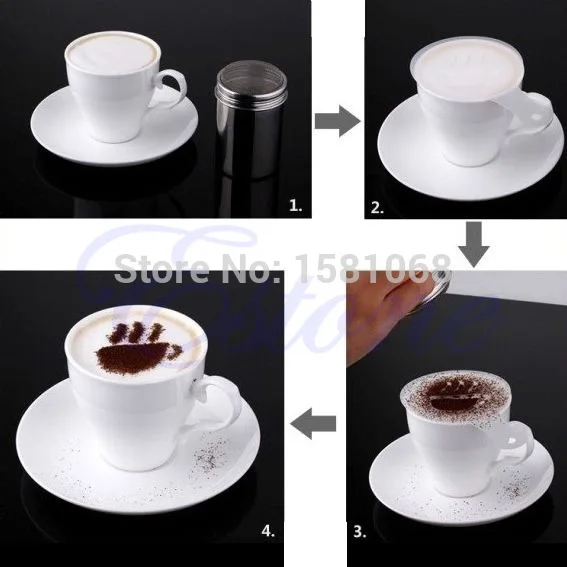 16Pcs Creative Nice Coffee Barista Stencils Template Strew Pad Duster Spray Art | Дом и сад
