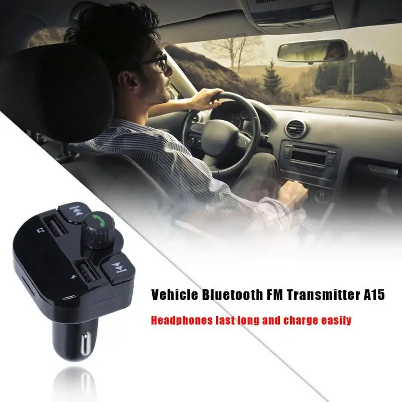 A15 Bluetooth FM Transmitter Wireless Handsfree Car Kit MP3 Player USB Charger Easy Charging Vehicle Battery Voltage Display | Автомобили