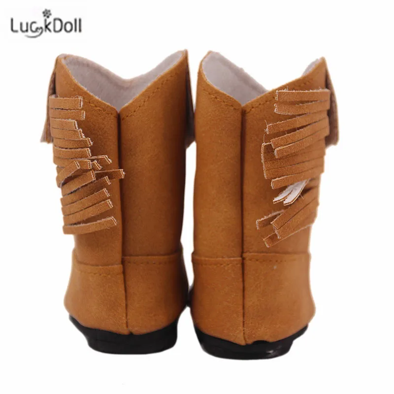 LUCKDOLL1 пара однотонные сапоги подходят 18 дюймов Американский 43 см Кукла одежда аксессуары, игрушки для девочек, поколение, подарок на день рождения