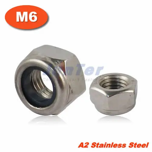 

100pcs/lot DIN985 M6 Stainless Steel A2 Nylon Lock Nut