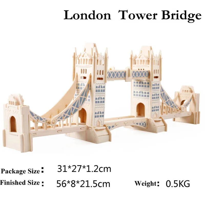 3D Деревянный Паззлы Лондон Тауэрский мост модель сборки Лобзики DIY образования