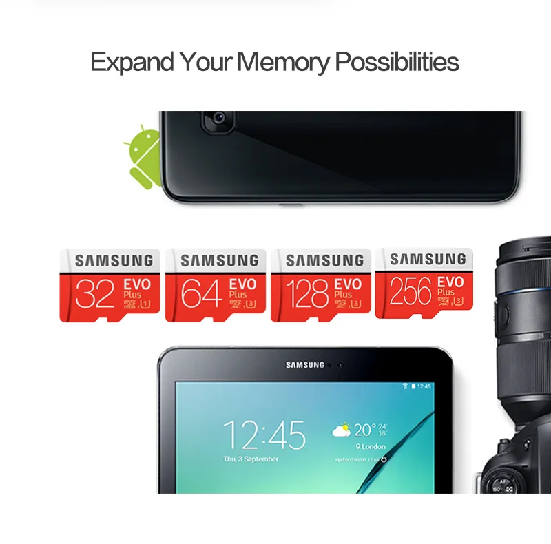 SAMSUNG Micro SD карта 512 ГБ 256 ГБ 128 Гб 64 Гб TF карта 100 МБ/с./с класс 10 U3 U1 SDXC класс EVO+ Micro карта памяти TF флэш-карта