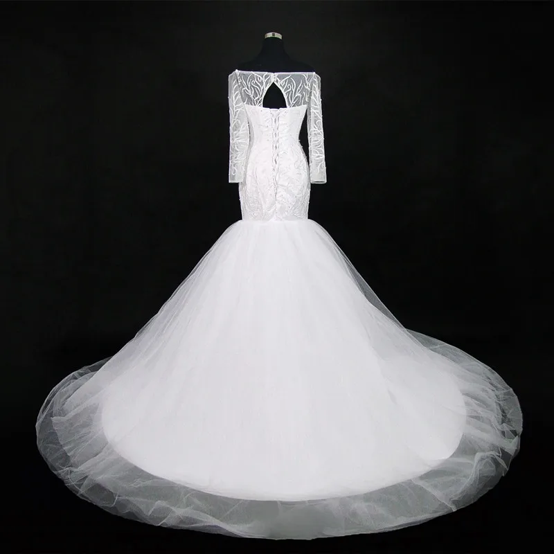 New African Mermaid Wedding Dress Luxury Lace Off the Shoulder Wedding Gown